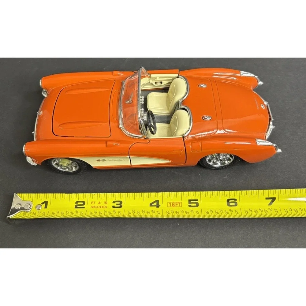Burago 1957 Chevrolet Corvette Orange White Diecast 1:24 No Box READ